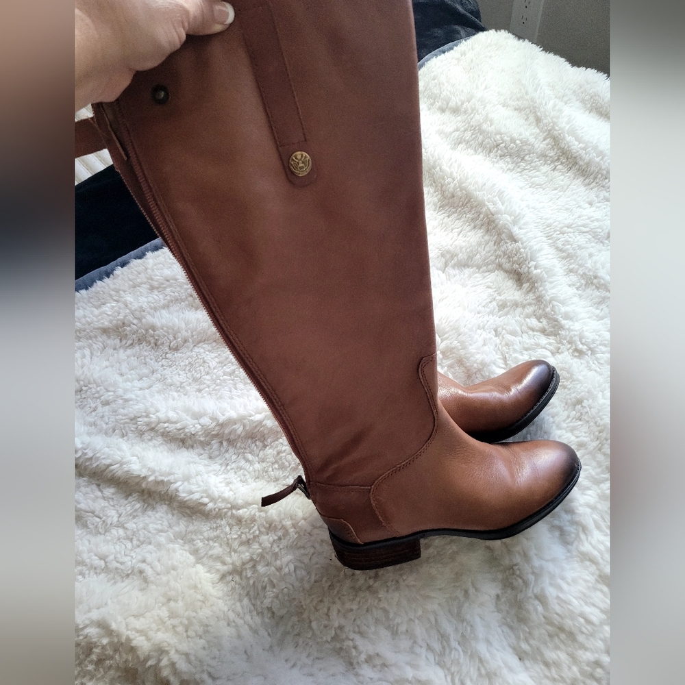 SAM EDELMAN-Brown Knee-High Leather Boots